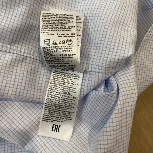 Banana Republic Slim Fit Non-Iron Dress Shirt — Blue Mini Grid (Men’s M) - Picture 6 of 10